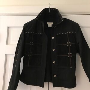 Cache Black Jean Jacket with Silver Accents